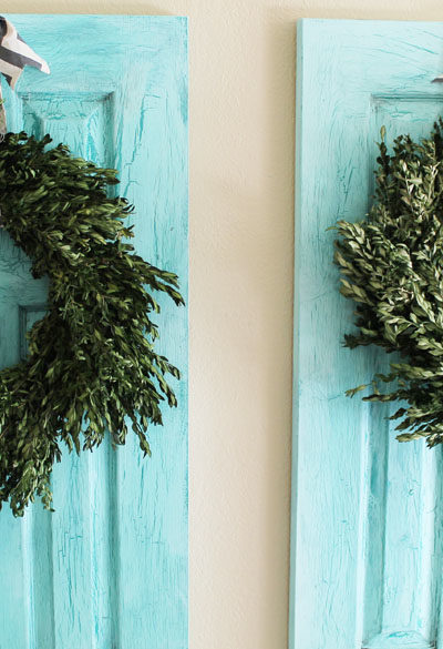 Boxwood wreaths on doors
