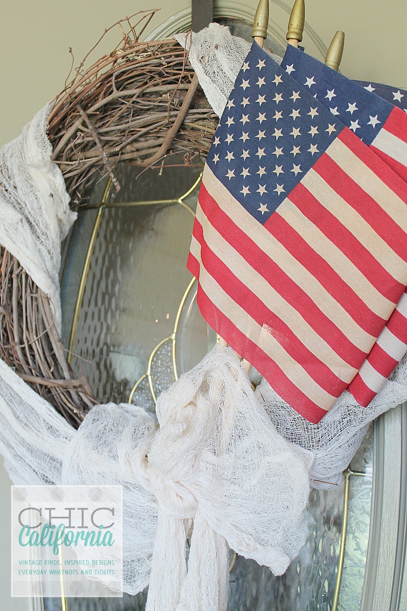 Tea Stained American Flag Wreath