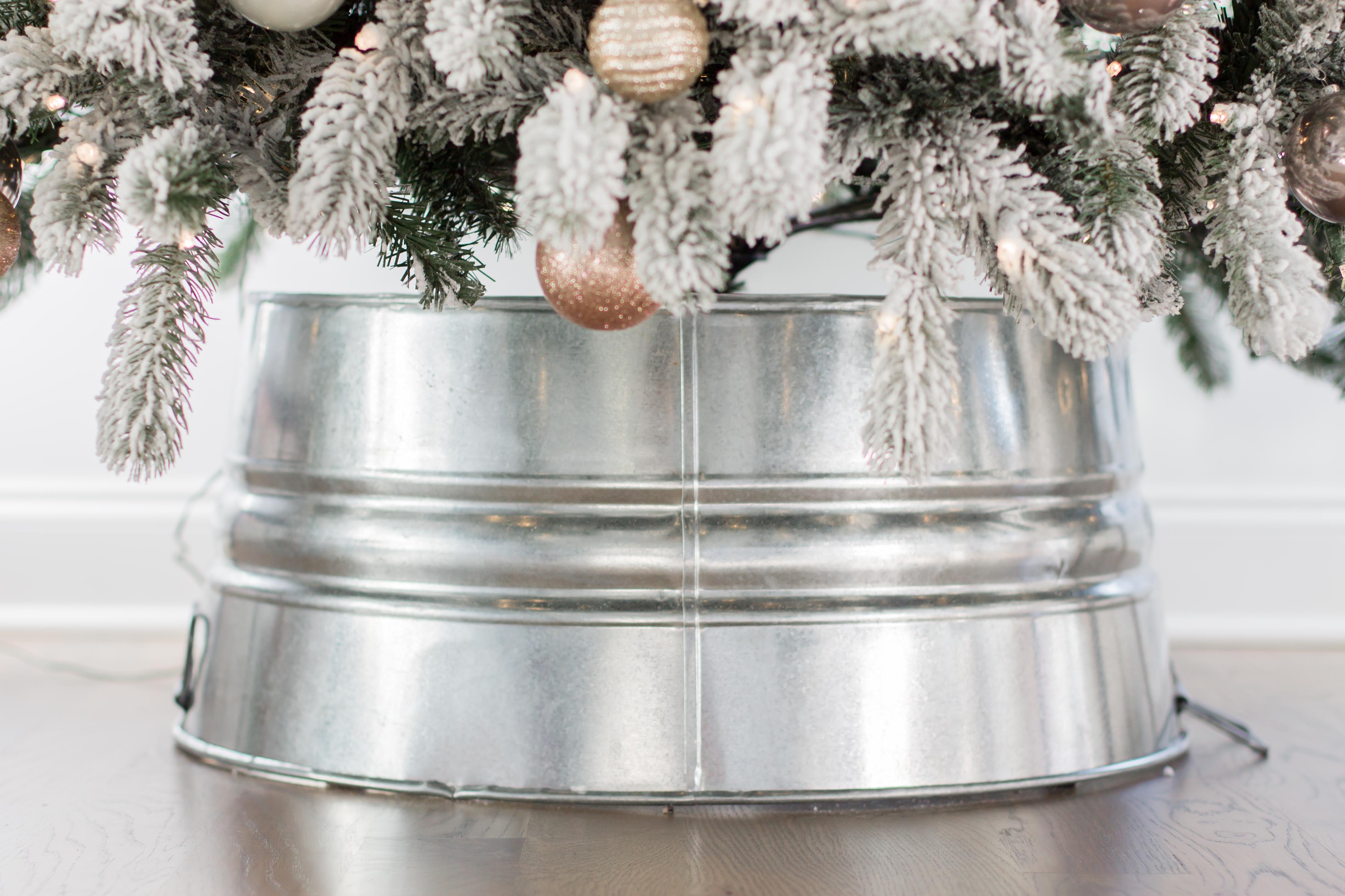 Your galvanized tub Christmas tree collar will have a little bit of stretch...