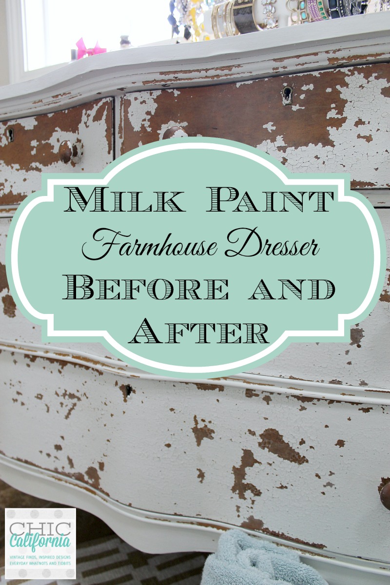 Milk Paint Farmhouse Dresser Before and After