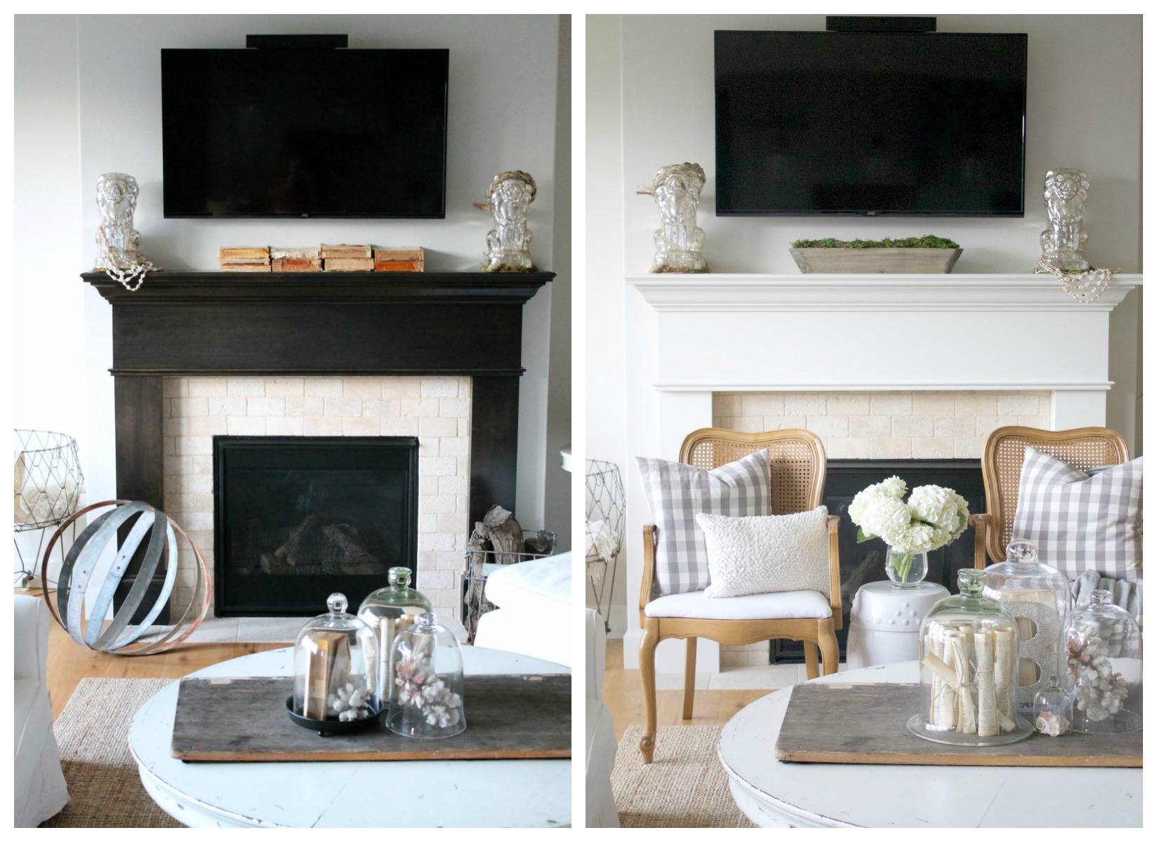 Fireplace Makeover Before and After adrienne elizabeth