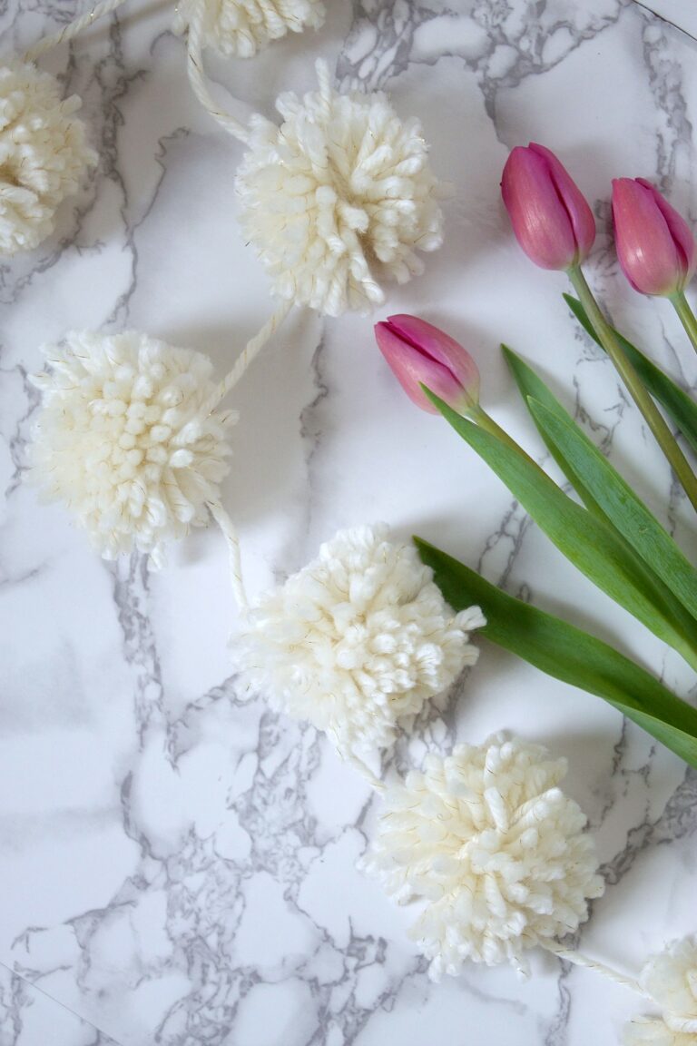 Easy Pom Pom Garland Tutorial adrienne elizabeth